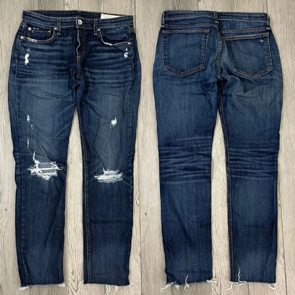 Rag & Bone Woman Size 26 Dre Low Rise Slim Boyfriend Cotton Denim Ankle Jeans